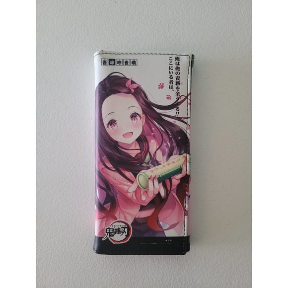 Japanese Anime Demon Slayer Kimetsu No Yaiba Rectangular Purse Pink Wallet - Picture 2 of 4
